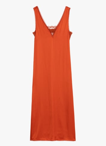 Robe midi fendue à détails dentelle ZADIG&VOLTAIRE Orange